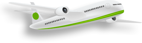 Avião branco com baixa verde